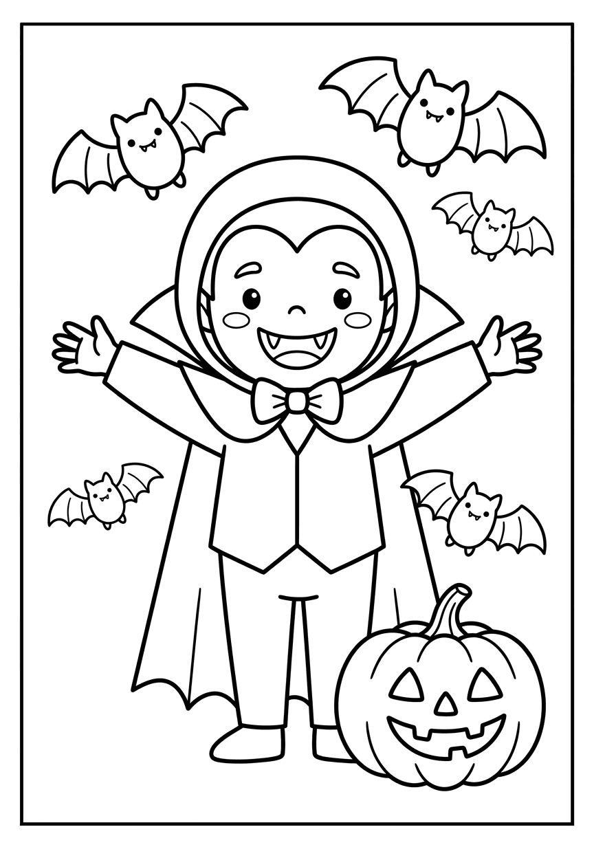 Vampire Halloween coloring page from the free ChromaPrint set